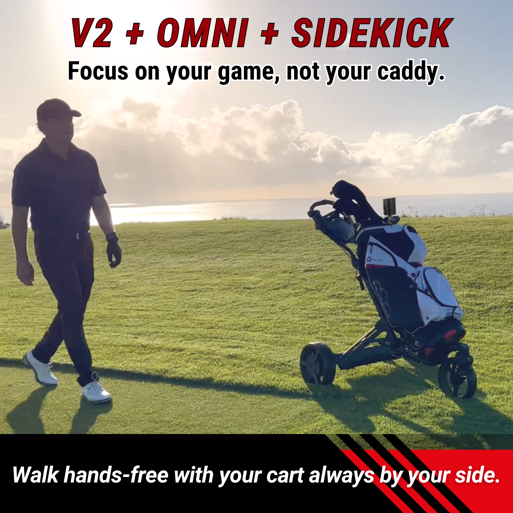 Alphard Golf Club Booster V2 + Omni Cart + Sidekick Walk hand free
