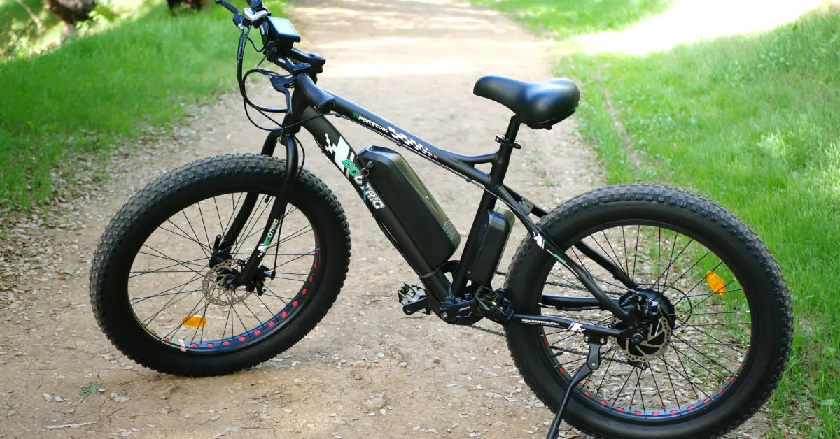 ecotric electric bike on bike trail in the forest