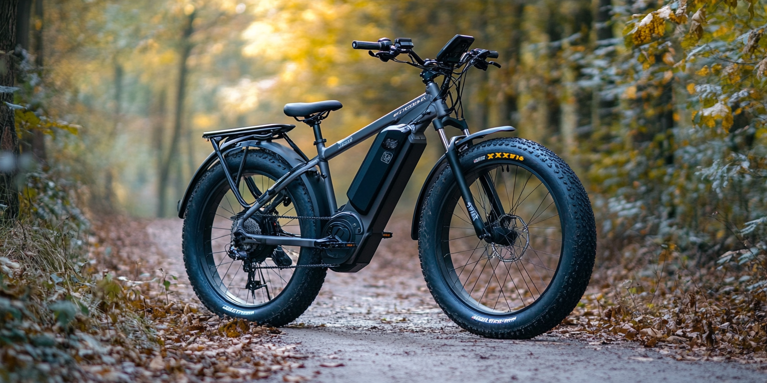 Step Through Ebike on a bike trail in the forest