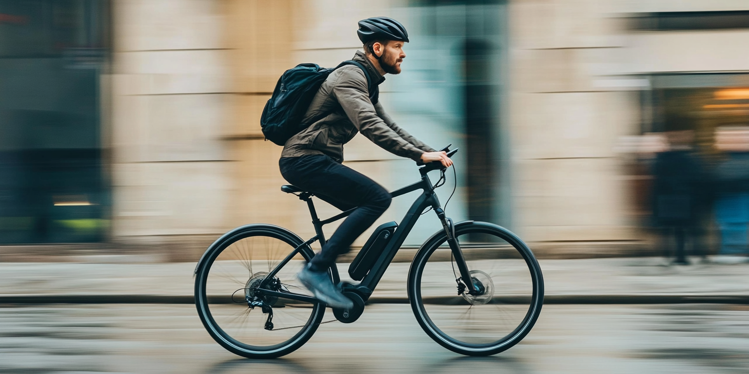 Electric Bike For Men riding in the crowded big city